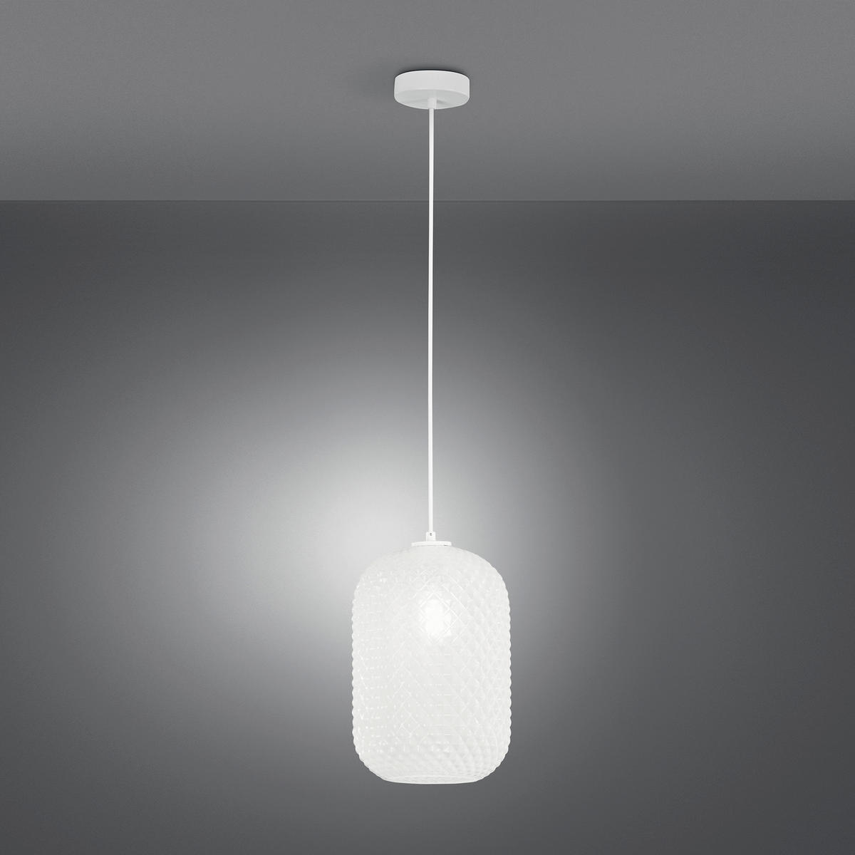 HÄNGELEUCHTE 20/150 cm  - Weiß, KONVENTIONELL, Glas/Metall (20/150cm)