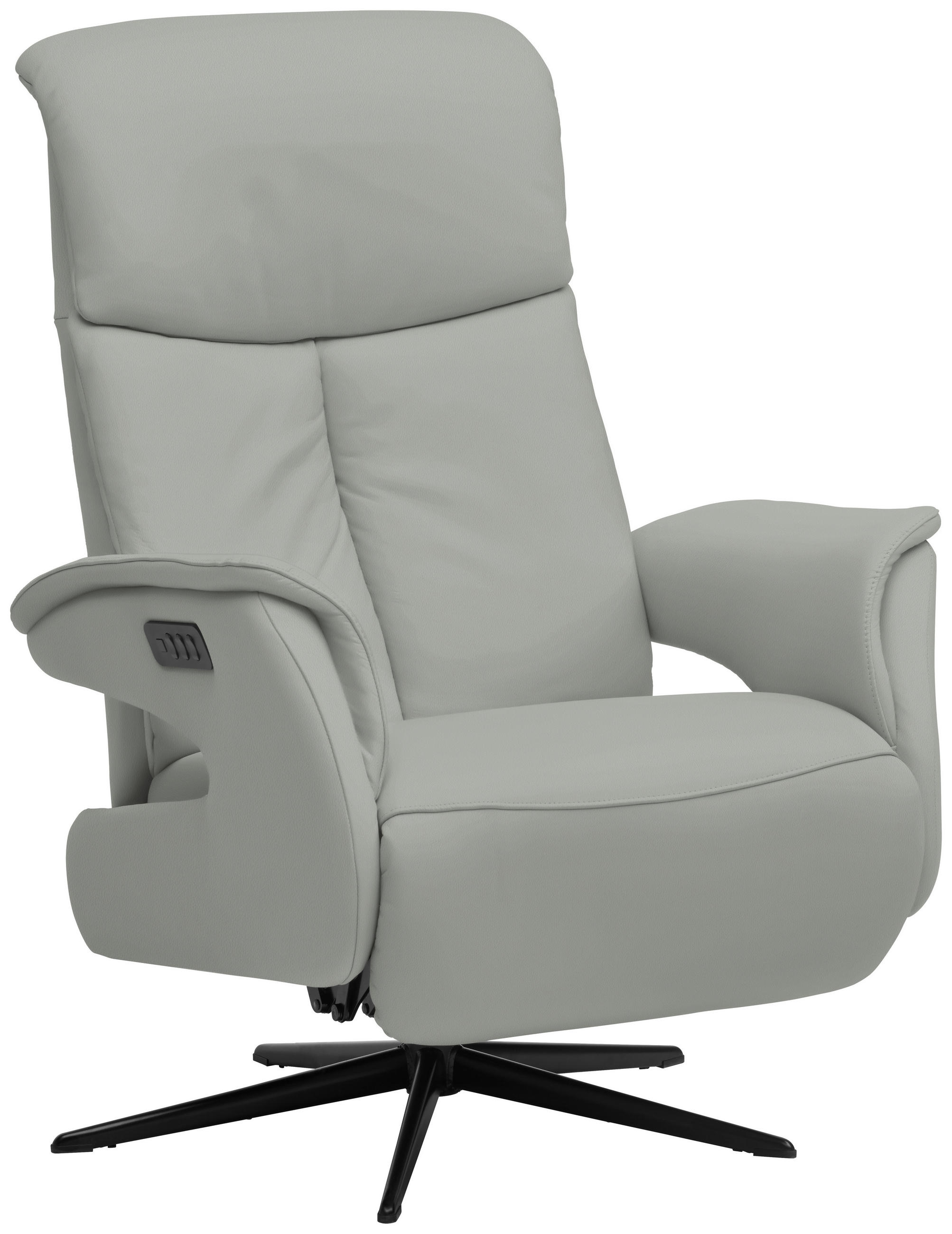 RELAXSESSEL in Leder Grau  - Schwarz/Grau, Design, Leder/Metall (78/106/88cm) - Welnova