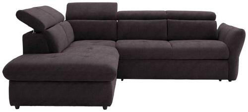 ECKSOFA in Mikrofaser Dunkelbraun  224/254 cm  - Dunkelbraun/Schwarz, Design, Kunststoff/Textil (224/254cm) - Stylife