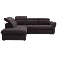 ECKSOFA in Mikrofaser Dunkelbraun  224/254 cm  - Dunkelbraun/Schwarz, Design, Kunststoff/Textil (224/254cm) - Stylife