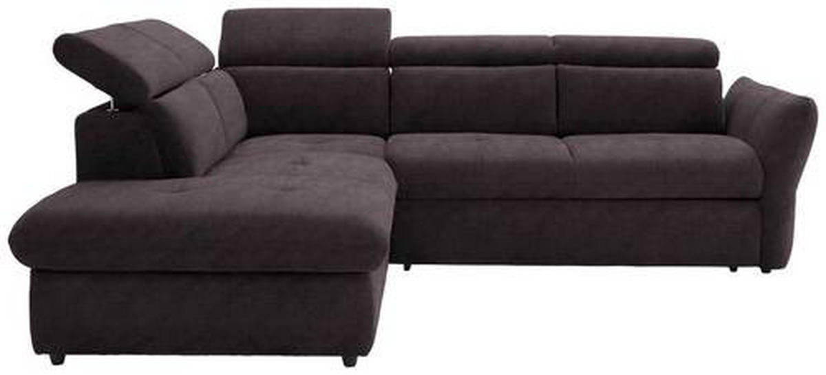 ECKSOFA in Mikrofaser Dunkelbraun  224/254 cm  - Dunkelbraun/Schwarz, Design, Kunststoff/Textil (224/254cm) - Stylife