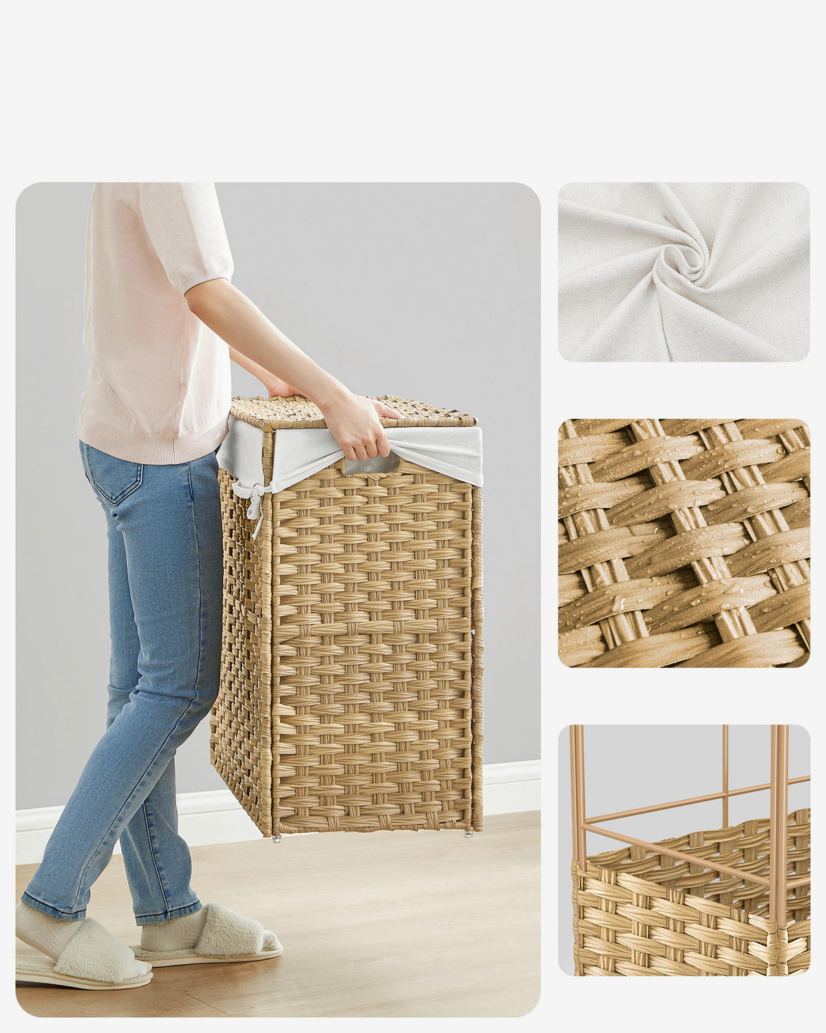 WÄSCHEKORB - Naturfarben, Basics, Kunststoff/Textil (70/66/36cm)