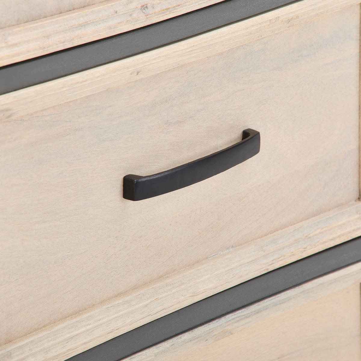 HIGHBOARD Kigali  in 140/145/40 cm  - Schwarz/Naturfarben, Natur, Glas/Holz (140/145/40cm) - Livetastic