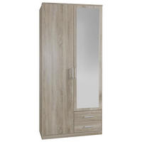 DREHTÜRENSCHRANK in Eichefarben  - Eichefarben/Alufarben, Konventionell, Glas/Holzwerkstoff (90/199,5/58cm) - MID.YOU