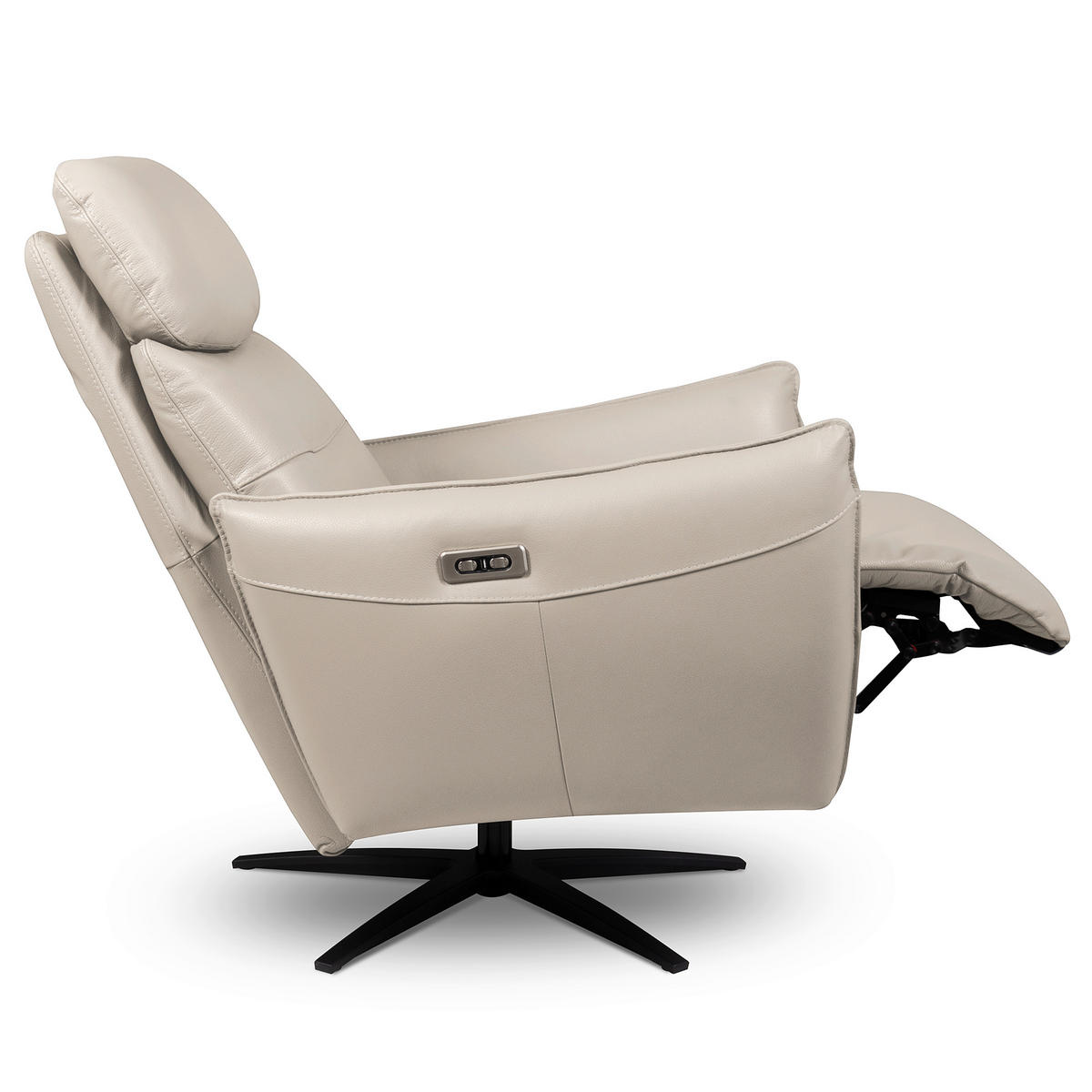 RELAXSESSEL in Leder Hellgrau  - Hellgrau/Schwarz, Design, Leder/Metall (77/107/88cm) - Livetastic