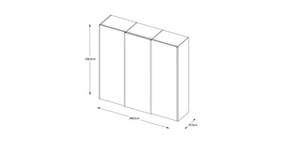 SCHWEBETÜRENSCHRANK 3-türig Hellgrau  - Chromfarben/Hellgrau, Design, Glas/Holzwerkstoff (249/240/68cm) - Moderano