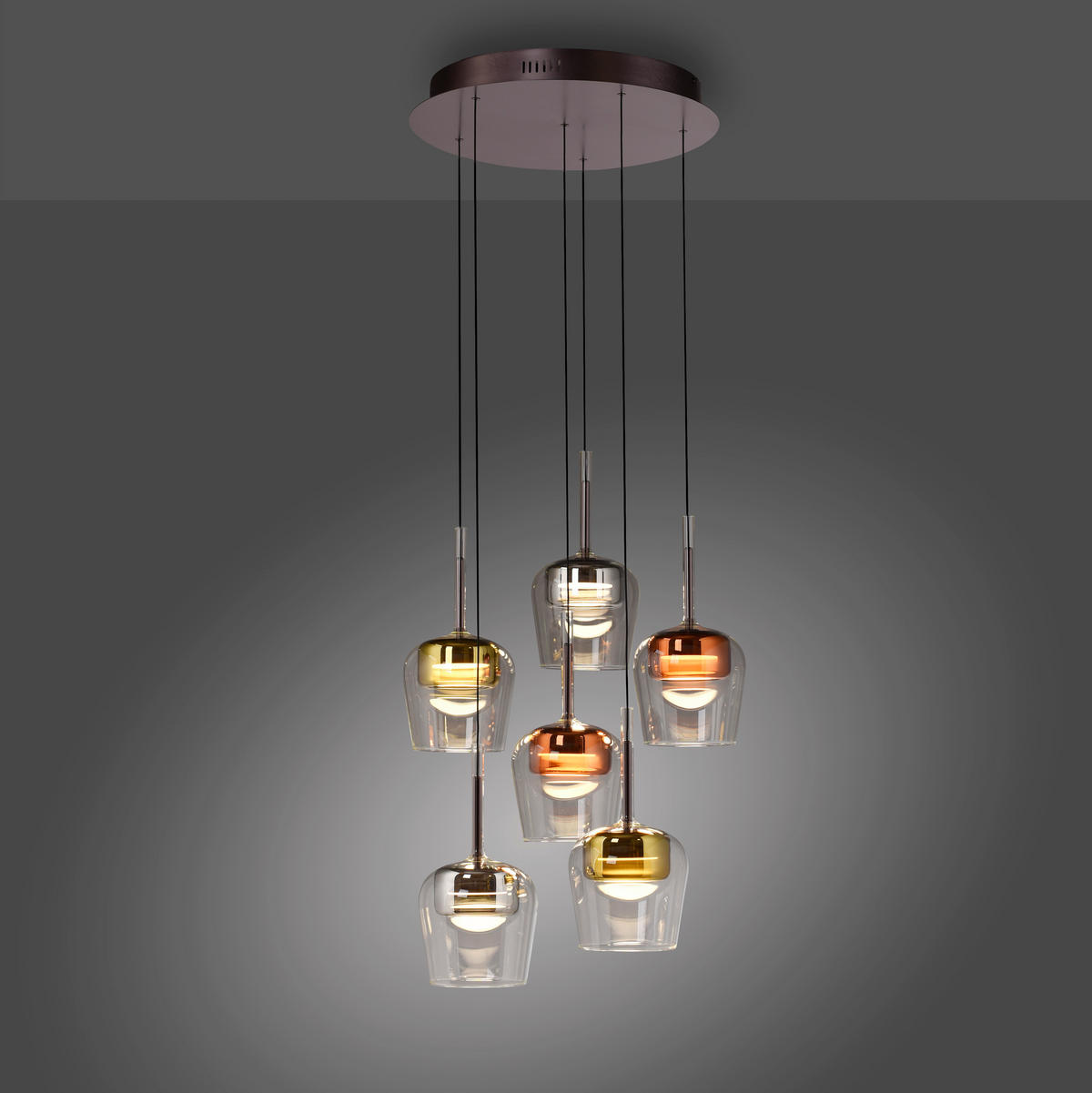 LED-HÄNGELEUCHTE 50/50/200 cm    - Silberfarben/Goldfarben, Design, Glas/Kunststoff (50/50/200cm)