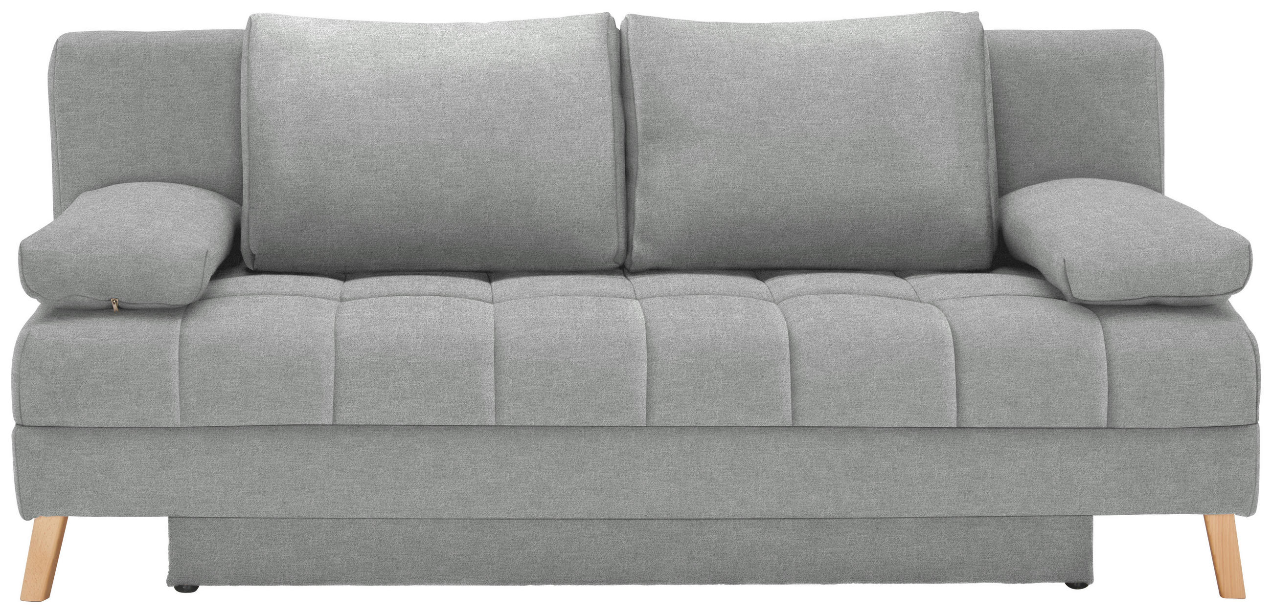 KANAPÉÁGY világosszürke  - világosszürke/natúr, Konventionell, textil/fa (195/90/90cm) - Cantus