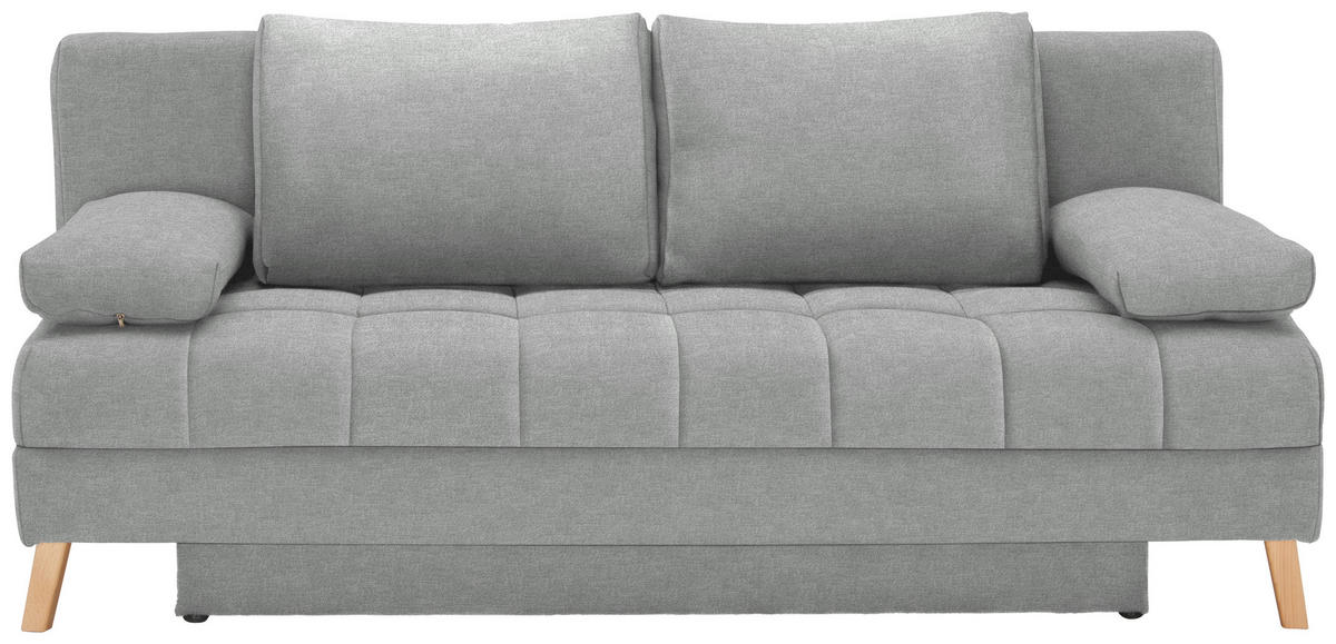 KANAPÉÁGY világosszürke  - világosszürke/natúr színű, Konventionell, textil/fa (195/90/90cm) - Cantus