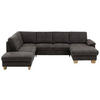 WOHNLANDSCHAFT Grau Mikrofaser  - Eichefarben/Beige, Design, Holz/Textil (235/316/167cm) - Beldomo System