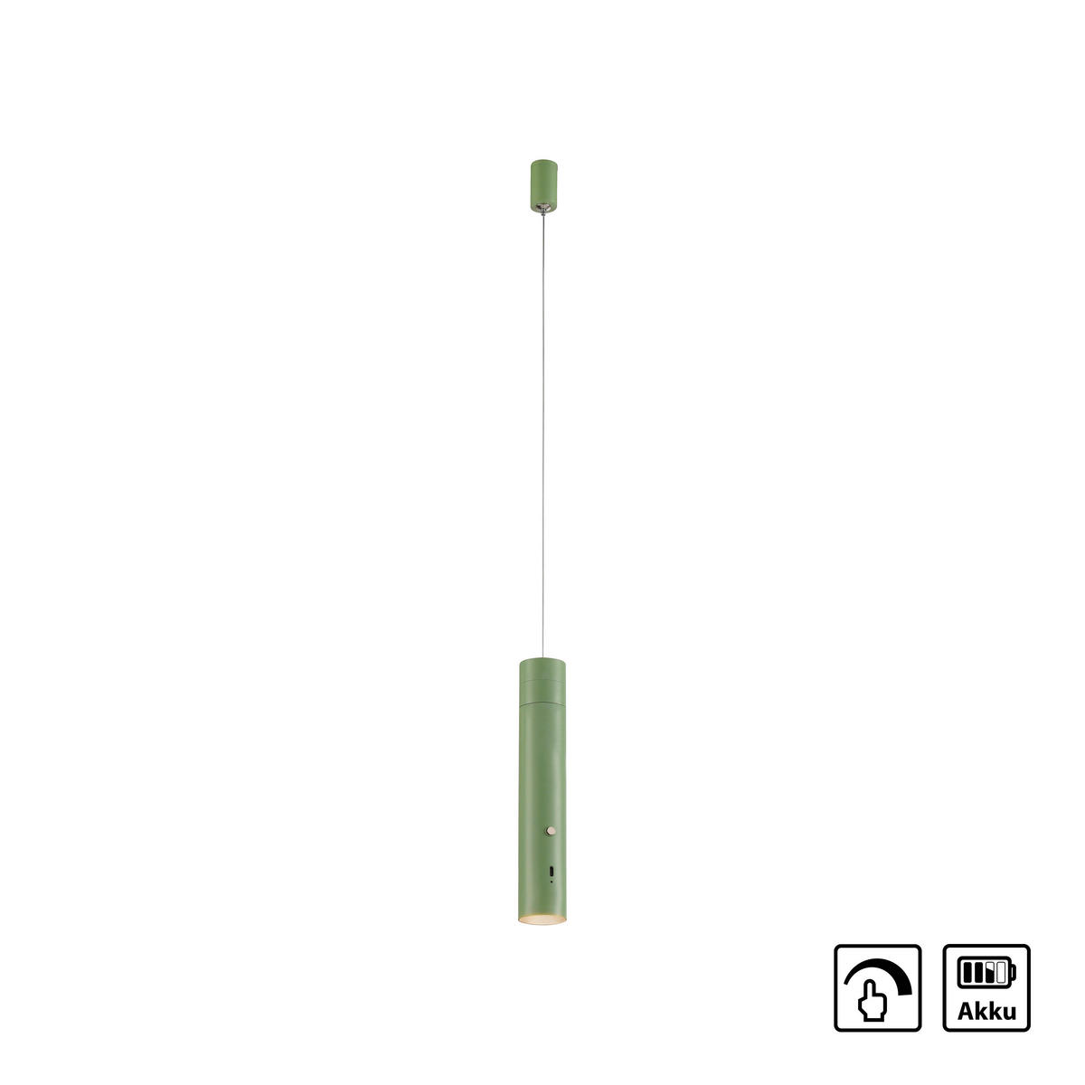 AKKU-LED-HÄNGELEUCHTE 4/4/200 cm  - Hellgrün, Design, Kunststoff/Metall (4/4/200cm)