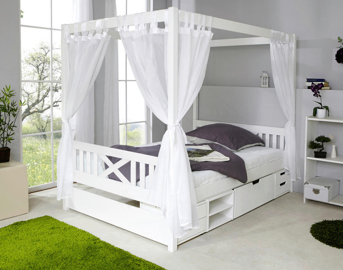 HIMMELBETT in Weiß  - Weiß, MODERN, Holz (140/200cm) - Livetastic