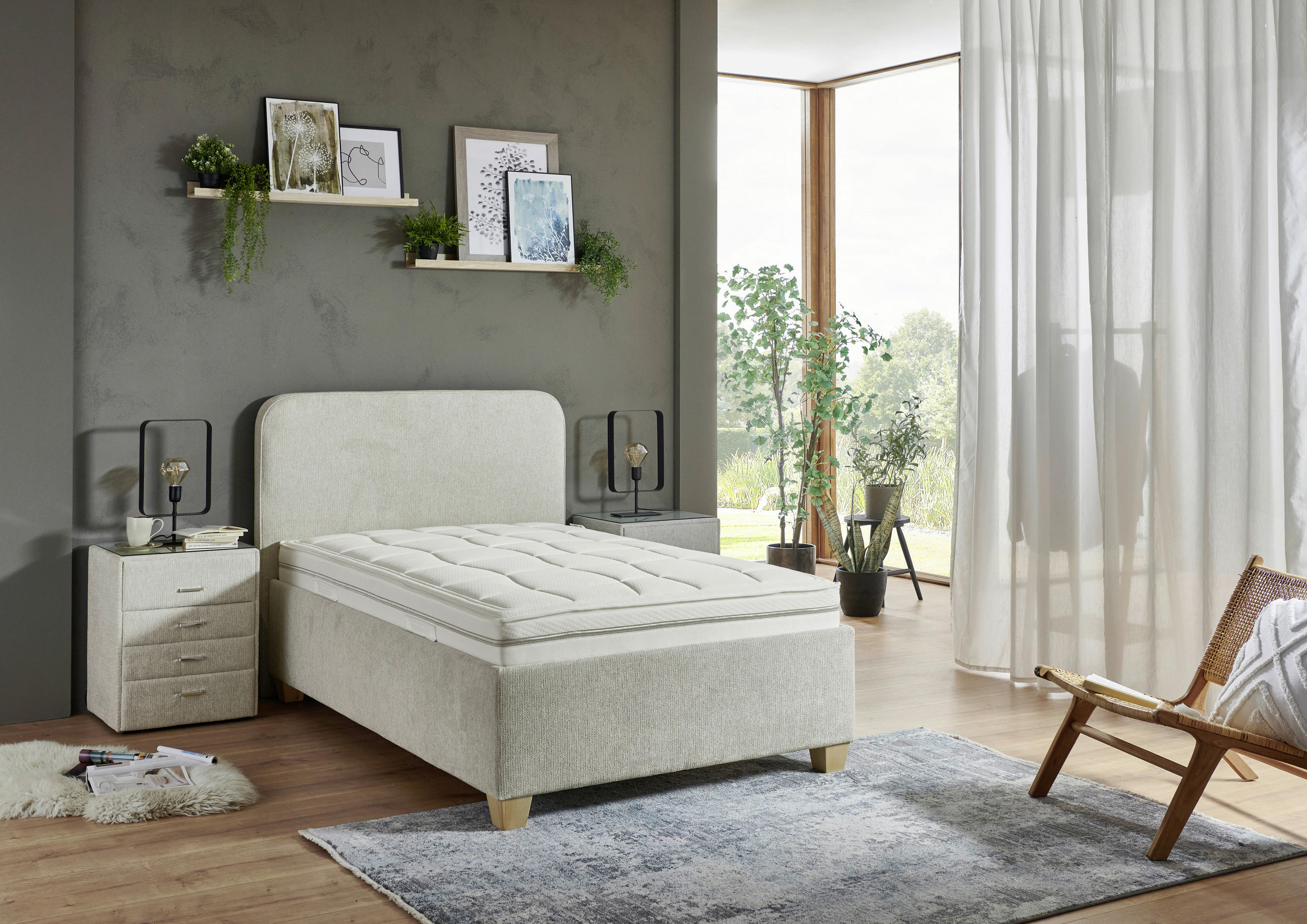 NACHTSCHRANK 50/60/43 cm  - Chromfarben/Ecru, KONVENTIONELL, Glas/Kunststoff (50/60/43cm) - Beldomo - Sleep