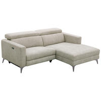 ECKSOFA Beigebraun Chenille  - Chromfarben/Beigebraun, Design, Textil/Metall (218/173cm) - Carryhome