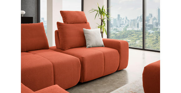 ECKSOFA in Velours Terracotta  - Terracotta/Schwarz, Design, Kunststoff/Textil (236/326cm) - Xora