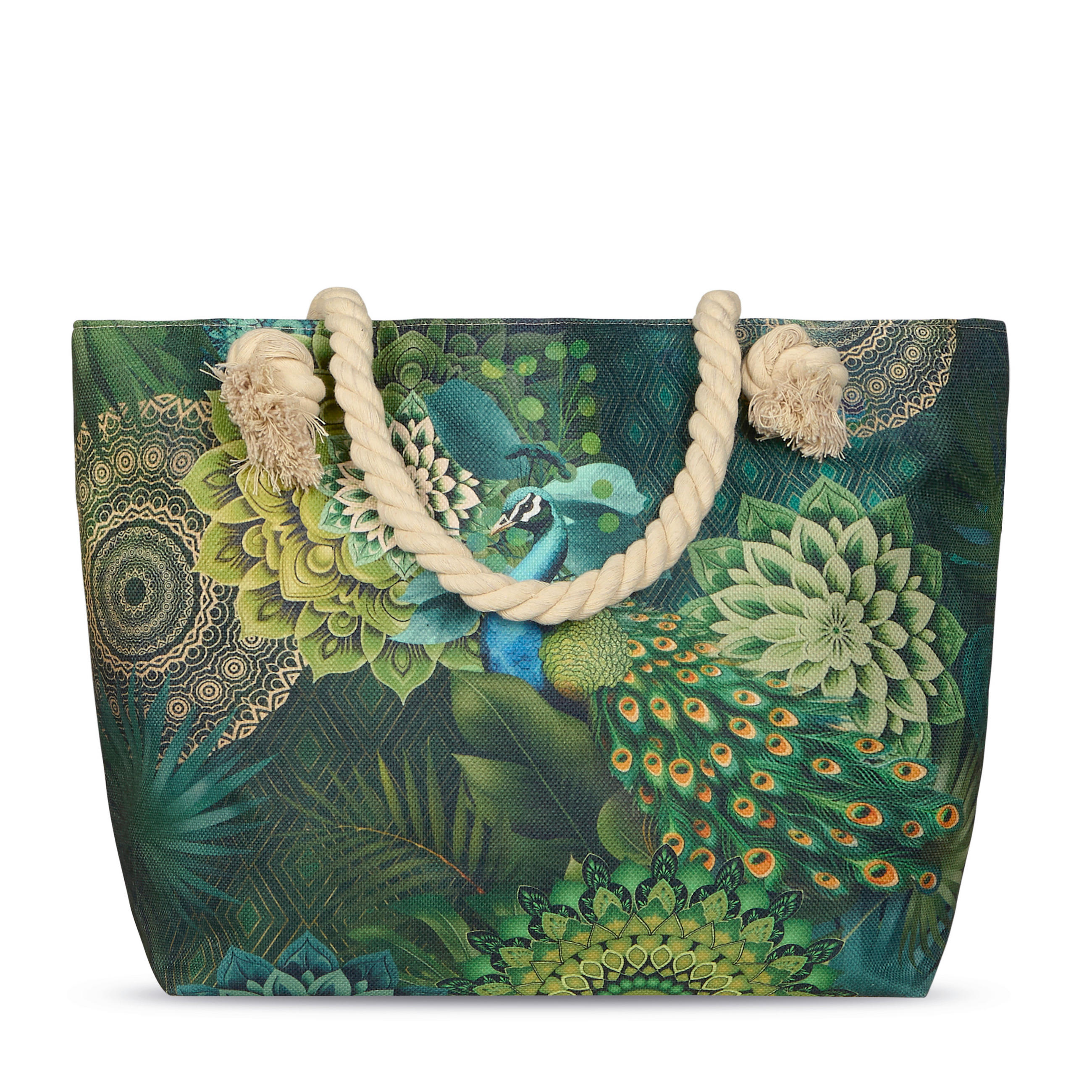 STRANDTASCHE - Dunkelgrün/Grün, Basics, Textil (60/43cm)
