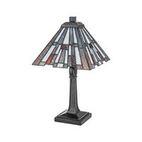 TISCHLEUCHTE Quoizel 20,3/36,5 cm  - Dunkelbraun/Multicolor, Design, Glas/Naturmaterialien (20,3/36,5cm) - Elstead Lighting