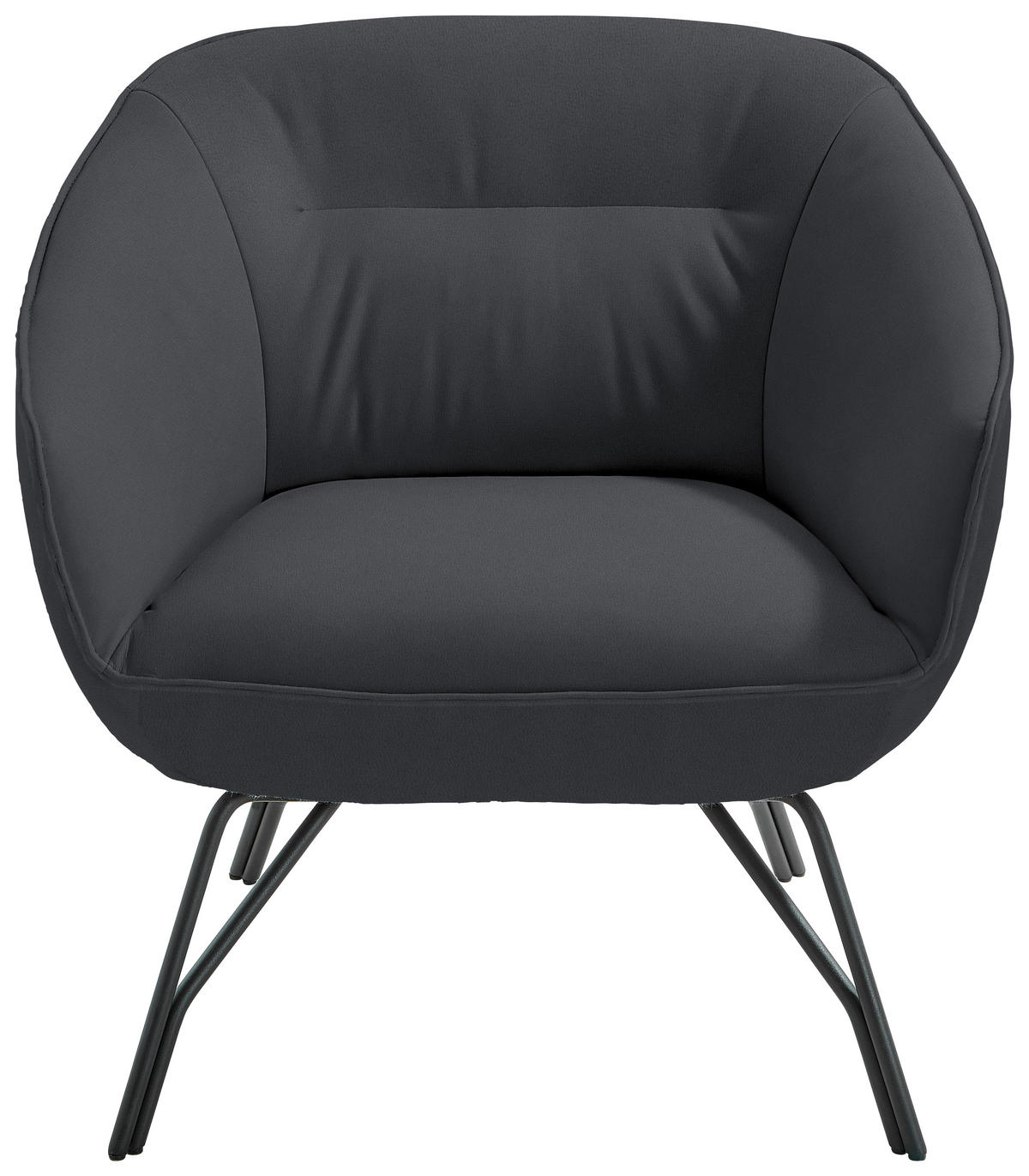 COCKTAILSESSEL in Echtleder Dunkelgrau  - Dunkelgrau/Anthrazit, Design, Leder/Metall (76/80/73cm) - Joop!