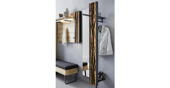 WANDGARDEROBE - Eichefarben/Anthrazit, Natur, Holz/Metall (20/191/28cm) - Valnatura