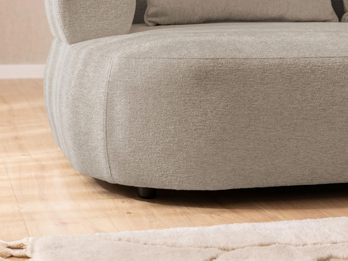 ECKSOFA in Chenille Hellbraun  256/156 cm  - Hellbraun/Schwarz, Design, Kunststoff/Textil (256/156cm) - Livetastic