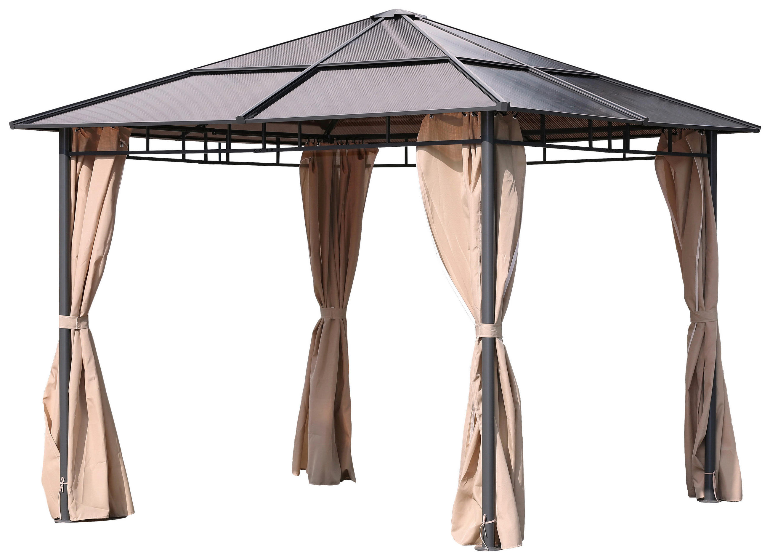 PAVILLON 295/275/295 cm Stahl  - Anthrazit/Beige, MODERN, Kunststoff/Metall (295/275/295cm) - Gardenson