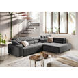 ECKSOFA in Cord Dunkelgrau  - Chromfarben/Dunkelgrau, KONVENTIONELL, Textil/Metall (311/219cm) - Hom`in