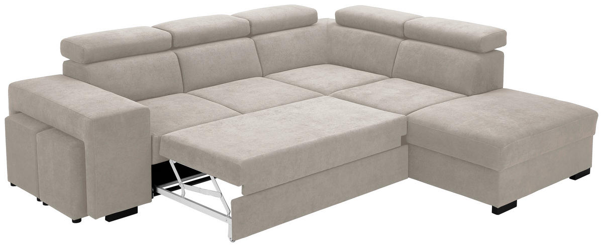 ECKSOFA Beige Webstoff  - Beige/Schwarz, KONVENTIONELL, Holz/Textil (283/244cm) - Carryhome
