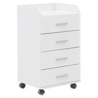 KONTAJNER NA KOLIESKACH, 40/76,5/33 cm - biela/strieborná, Konventionell, kov/kompozitné drevo (40/76,5/33cm) - MID.YOU