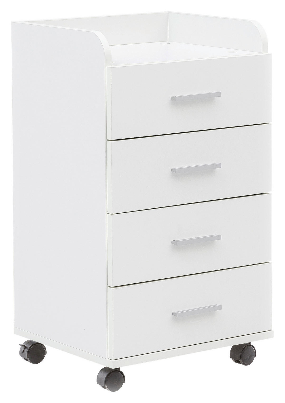 KONTAJNER NA KOLIESKACH, 40/76,5/33 cm - biela/strieborná, Konventionell, kov/kompozitné drevo (40/76,5/33cm) - MID.YOU