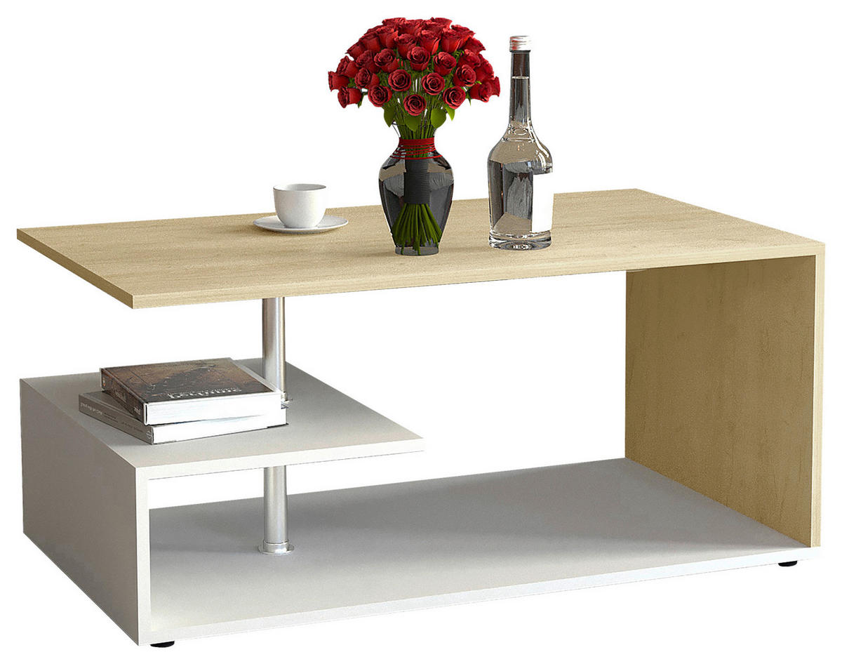 COUCHTISCH in Holzwerkstoff 91/53/42 cm  - Honigeiche/Weiss, Design, Holzwerkstoff/Kunststoff (91/53/42cm) - MID.YOU