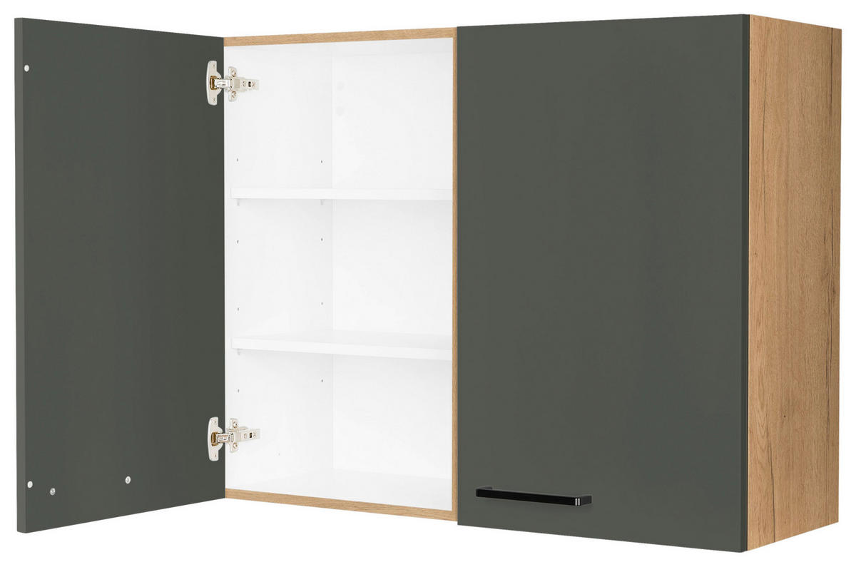 KÜCHENOBERSCHRANK 90/72/35 cm  in Grün, Eichefarben  - Eichefarben/Schwarz, MODERN, Holzwerkstoff/Metall (90/72/35cm) - Nobilia