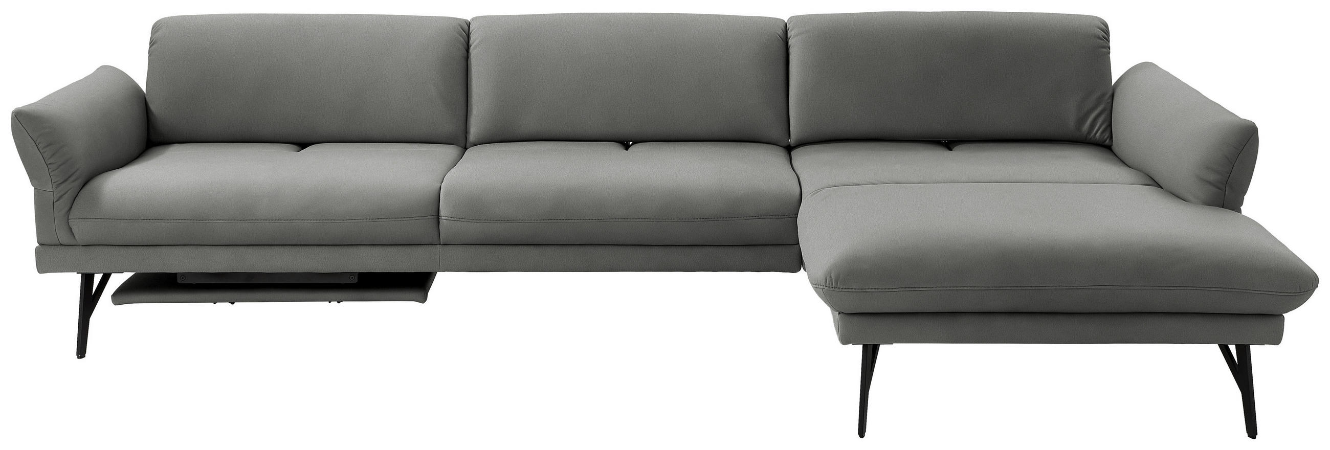 ECKSOFA in Echtleder Dunkelgrau  308/173 cm  - Dunkelgrau/Anthrazit, Design, Leder/Metall (308/173cm) - Joop!