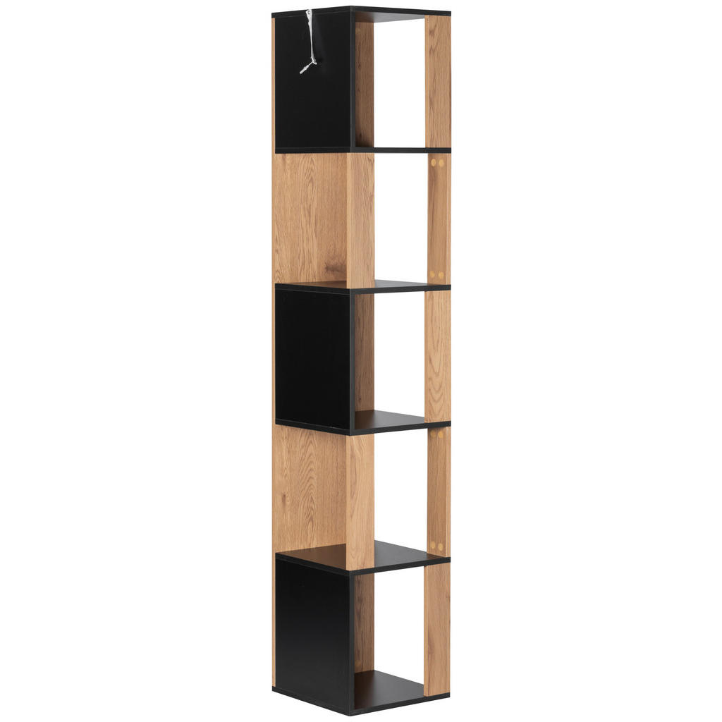 Thumbnail - Mid.you Eckregal, Schwarz, Natur, Holzwerkstoff, 6 Fächer, 34x185x34 cm, Wohnzimmer, Regale, Eckregale