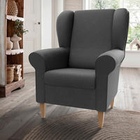 OHRENSESSEL Struktur Anthrazit  - Anthrazit/Naturfarben, Konventionell, Holz/Textil (80/102/86cm) - Livetastic