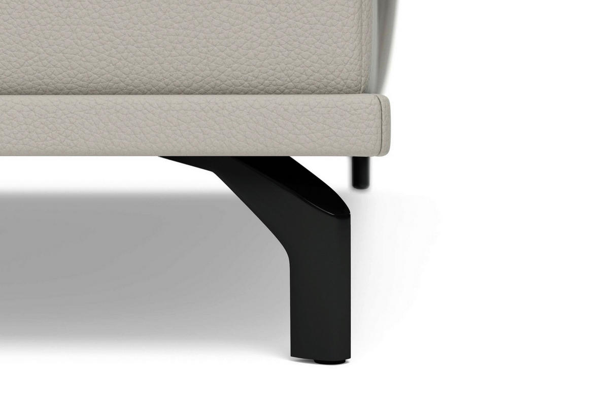 SEDACÍ SOUPRAVA, kůže, světle šedá - černá/světle šedá, Basics, kov/textil (223/363/176cm) - Sit & More