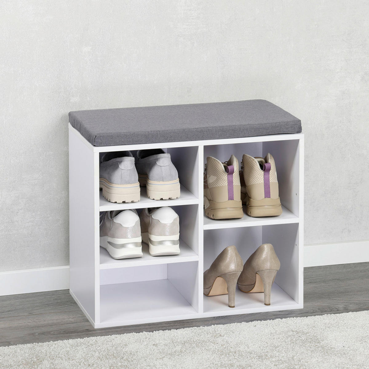 SCHUHSCHRANK Grau, Weiß  - Weiß/Grau, Design, Holzwerkstoff/Textil (51.5/48/29.5cm) - Kesper