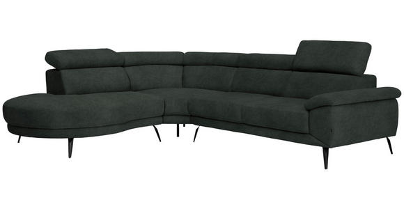 ECKSOFA in Velours Dunkelgrün 264/299 cm - Dunkelgrün/Schwarz, Design, Textil/Metall (264/299cm) - Novel