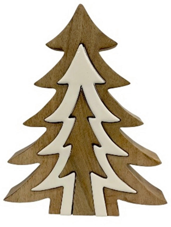 DEKOBAUM  - Braun/Weiß, Natur, Holz (25/30/3,5cm) - X-Mas