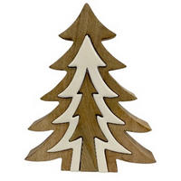DEKOBAUM  - Braun/Weiß, Natur, Holz (25/30/3,5cm) - X-Mas