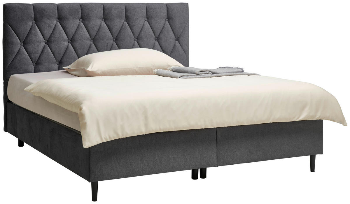BOXBETT 180/200 cm  in Anthrazit  - Anthrazit/Schwarz, KONVENTIONELL, Holz/Holzwerkstoff (180/200cm) - home24