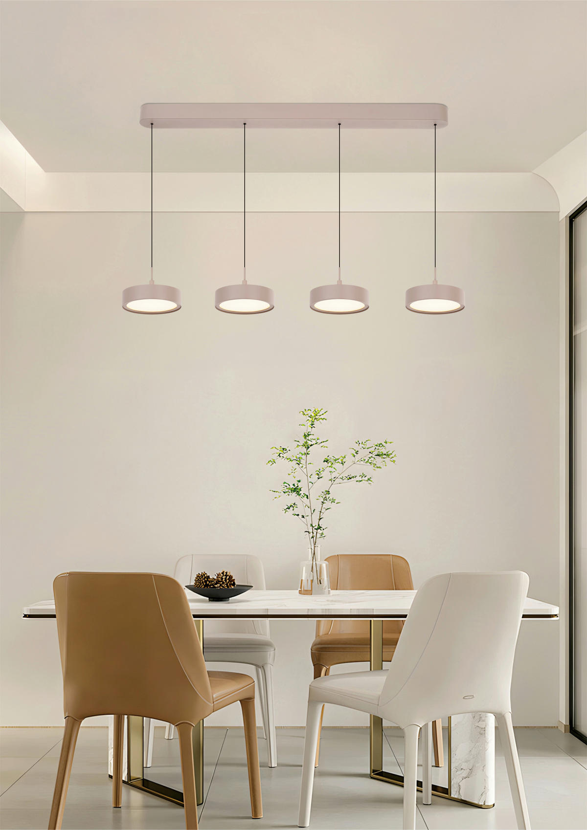 LED-HÄNGELEUCHTE Valensole 105/150/17,5 cm  - Sandfarben, Design, Metall (105/150/17,5cm)