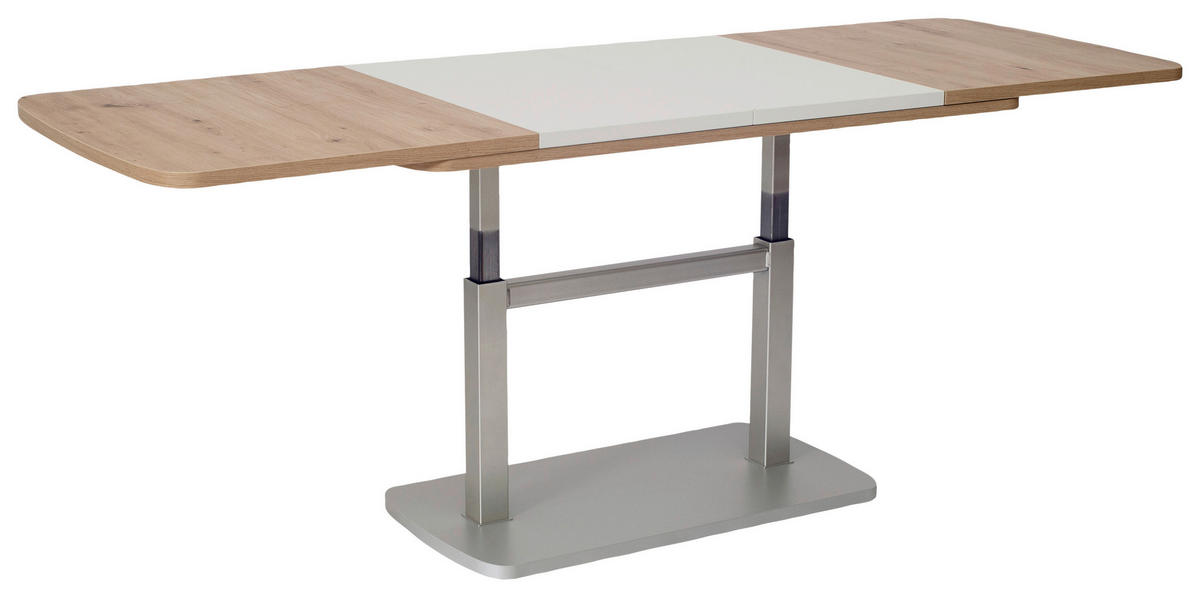 COUCHTISCH Holzwerkstoff 110-180/63/53-72 cm  - Weiss/Edelstahlfarben, Konventionell, Holzwerkstoff (110-180/63/53-72cm) - Venda