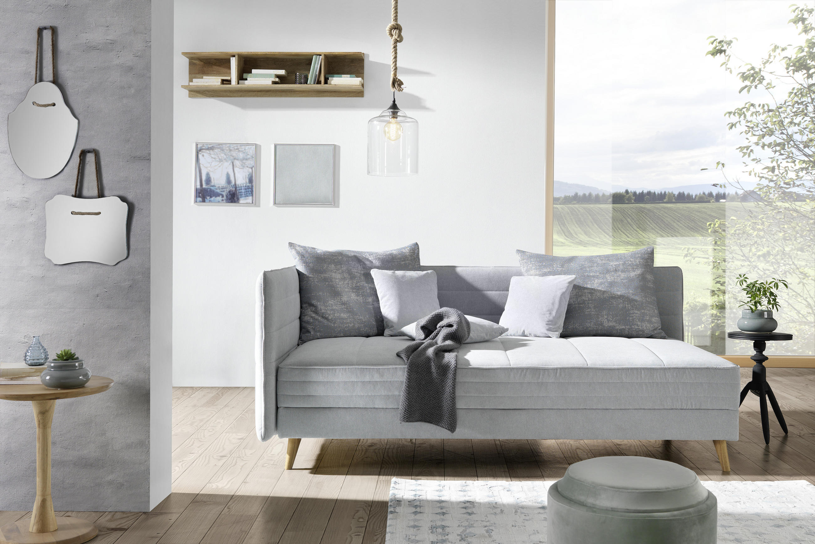 LIEGE in Grau  - Grau, MODERN, Holz/Textil (210/84/130cm) - Joka