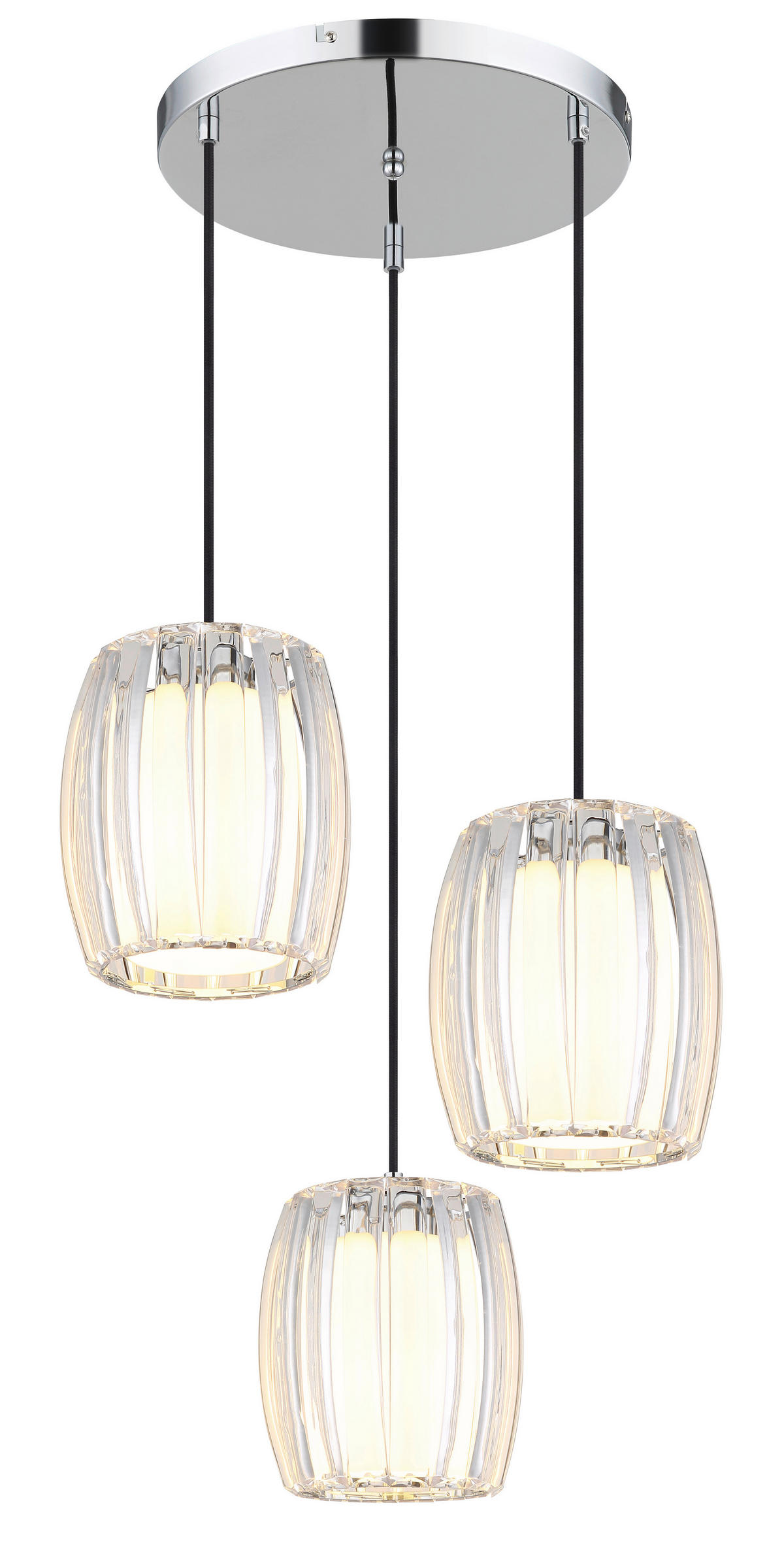 ZÁVĚSNÉ SVÍTIDLO, 40,5/120 cm  - černá/čiré, Design, kov/textil (40,5/120cm) - Globo