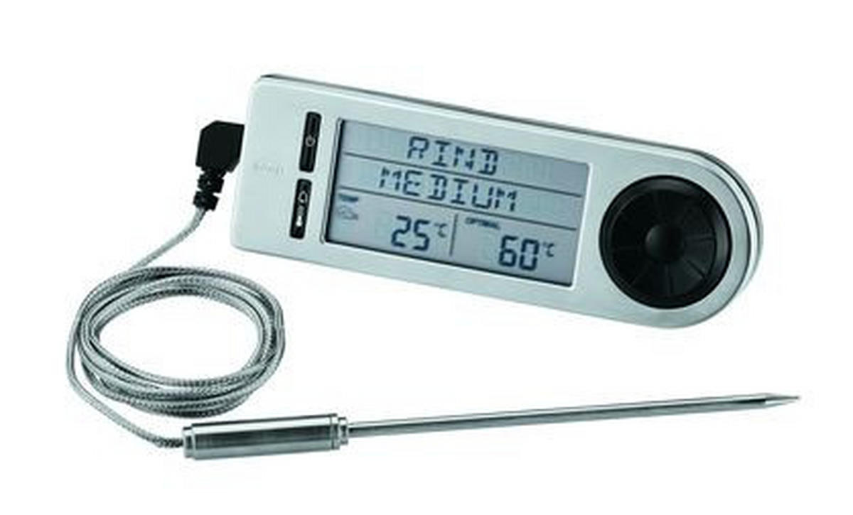 BRATENTHERMOMETER  - Grau Hochglanz, Basics, Metall (15/4,8/2cm) - Rösle