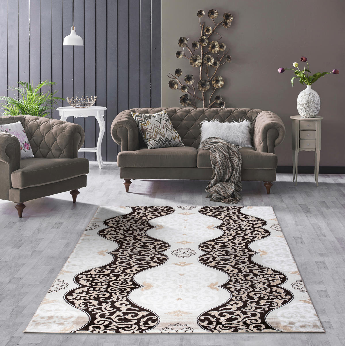 VINTAGE-TEPPICH 120/170 cm Eleysa Schwarz, Weiß, Beige  - Beige/Schwarz, LIFESTYLE, Textil (120/170cm)