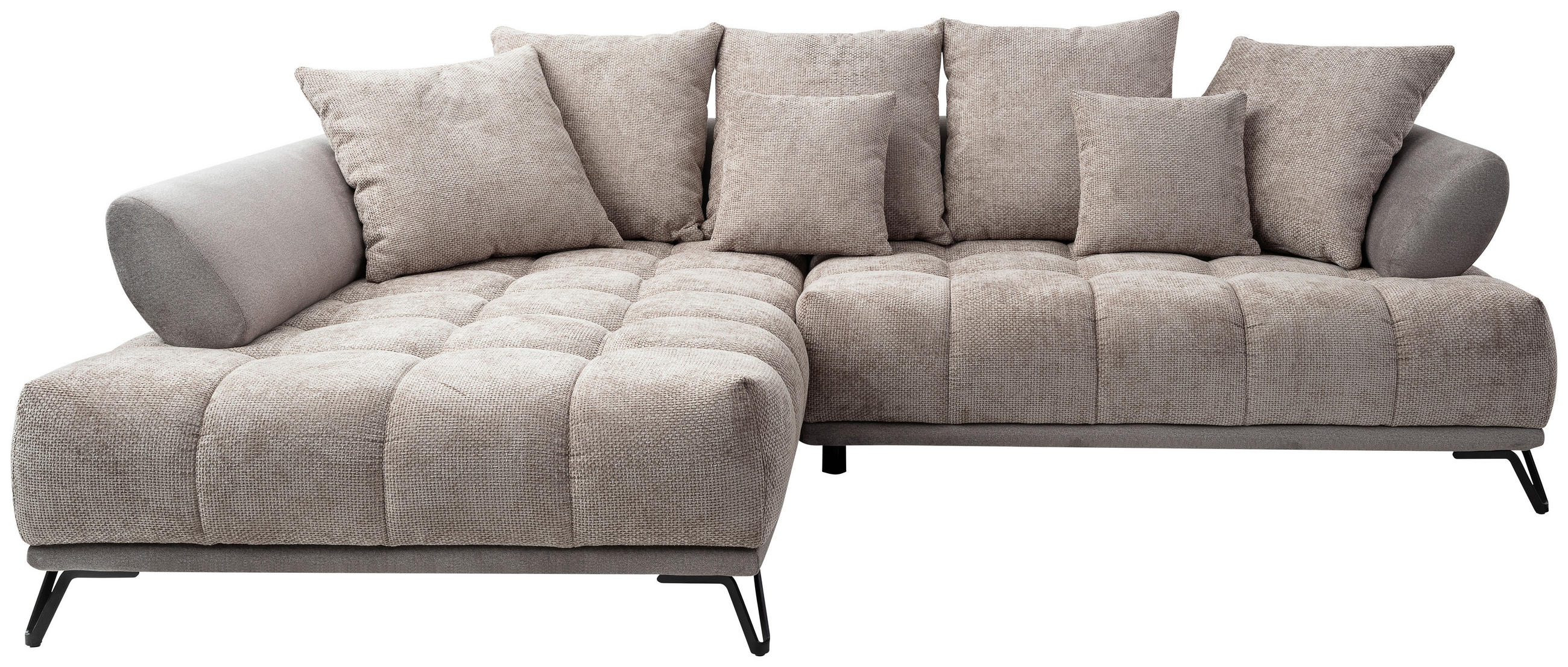 ECKSOFA Chenille Taupe  - Taupe/Schwarz, Modern, Textil/Metall (184/262cm) - MID.YOU