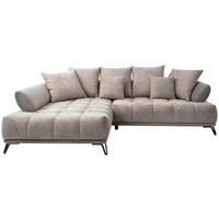 ECKSOFA Taupe Chenille Zierkissen, Rückenkissen, Rücken echt  - Taupe/Schwarz, MODERN, Textil/Metall (184/262cm) - MID.YOU