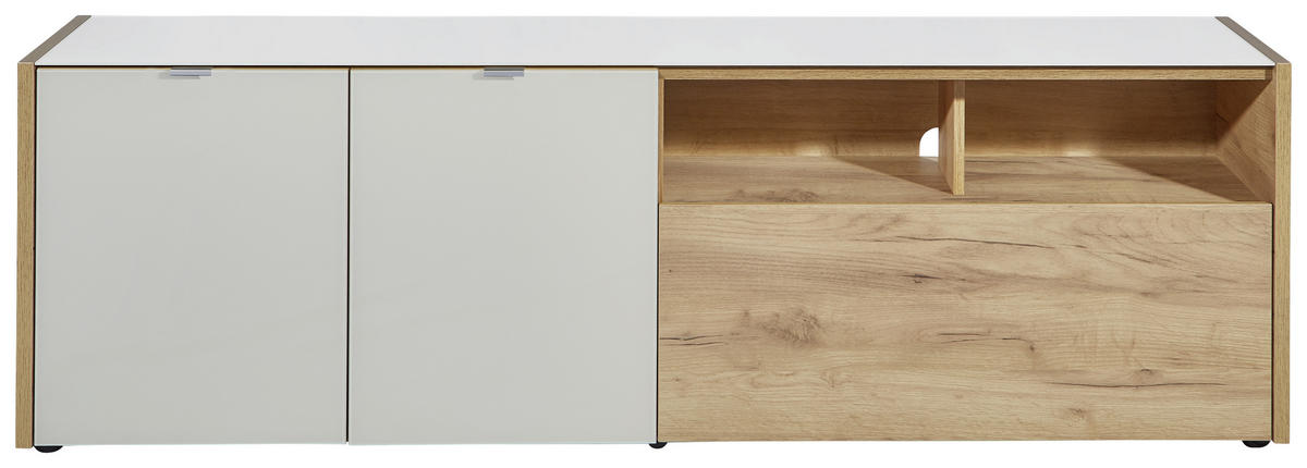 LOWBOARD  in 177/55/40 cm  - Kaschmir/Eichefarben, Konventionell, Glas/Holzwerkstoff (177/55/40cm) - Voleo