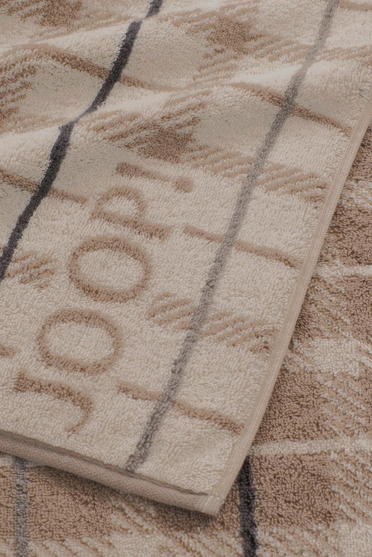 DUSCHTUCH Contour Checked 80/150 cm  - Beige/Creme, Design, Textil (80/150cm) - Joop!